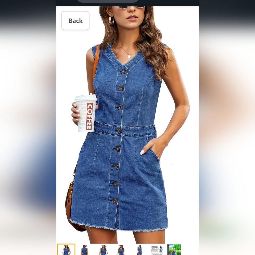 Denim, button down, short Dress, Large